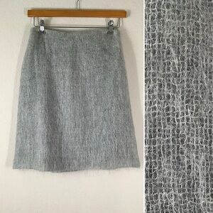 NORDSTROM Wool Mohair Midi Skirt Caslon A-line Academia Career Preppy Gray Sz 8